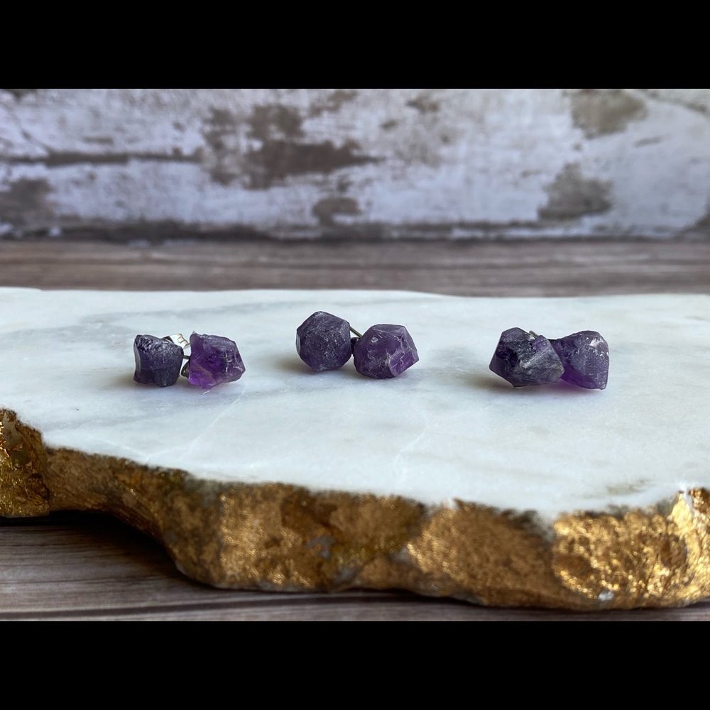 Raw Amethyst earrings